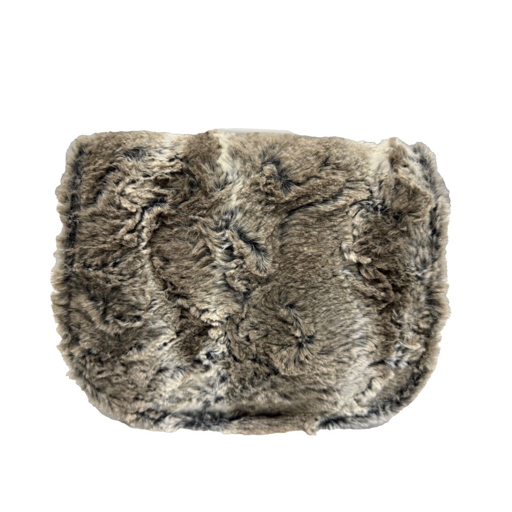 NWT Patricia Nash Salerno Saddle Bag Faux Fur Taupe (Black Leather) P034403